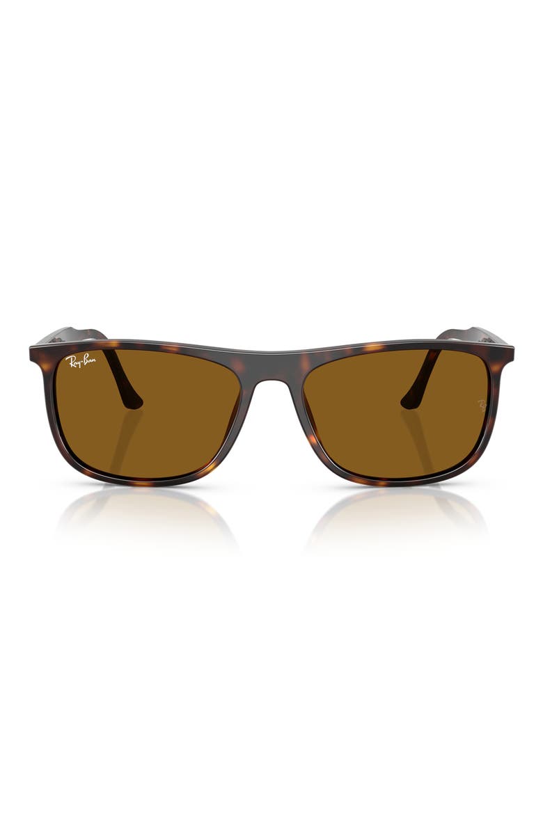58mm Rectangular Sunglasses, Main, color, HAVANA BROWN