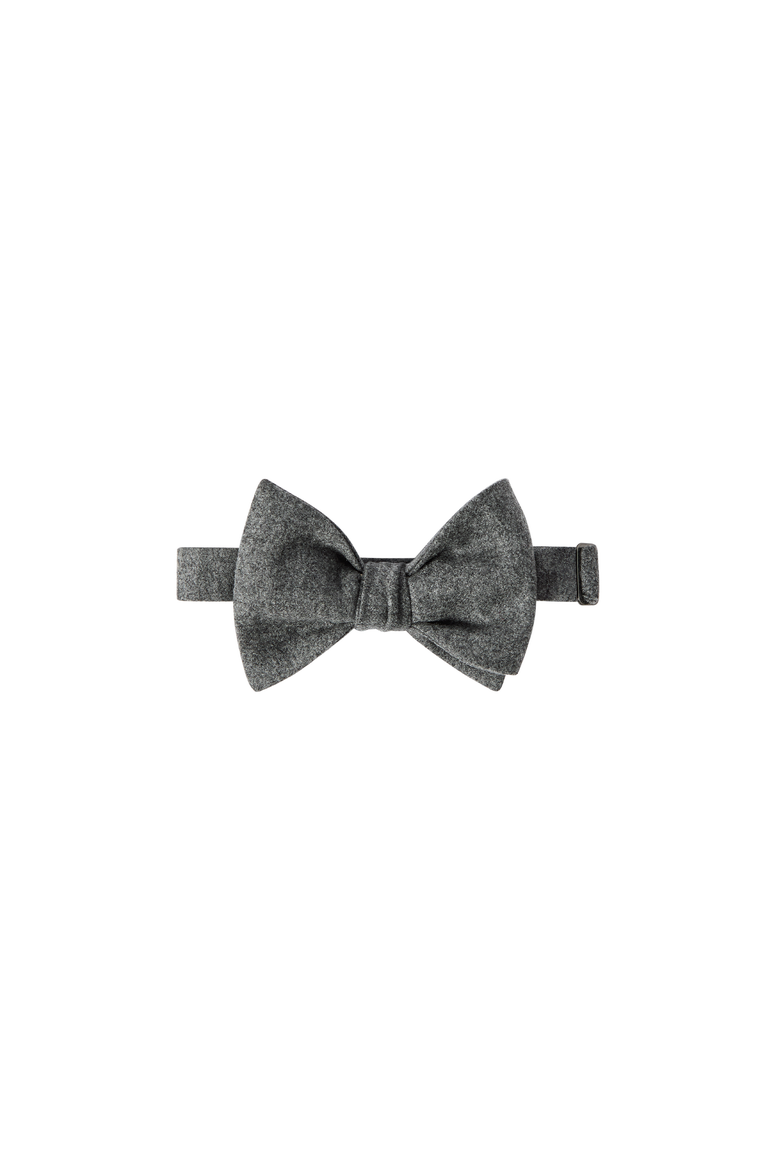 Wool, silk and cashmere lightweight flannel bow tie, Alternate, color, Dark Grey