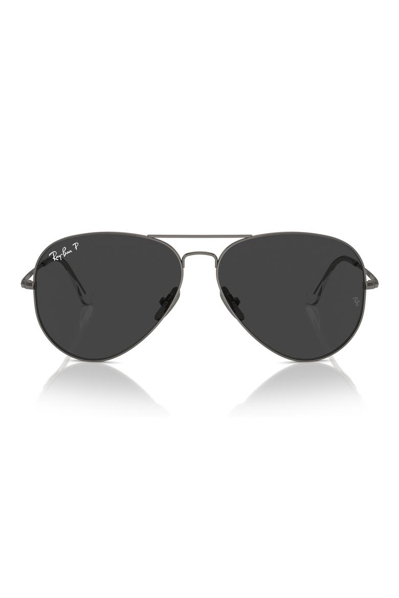 58mm Polarized Aviator Sunglasses, Alternate, color, GUNMETAL