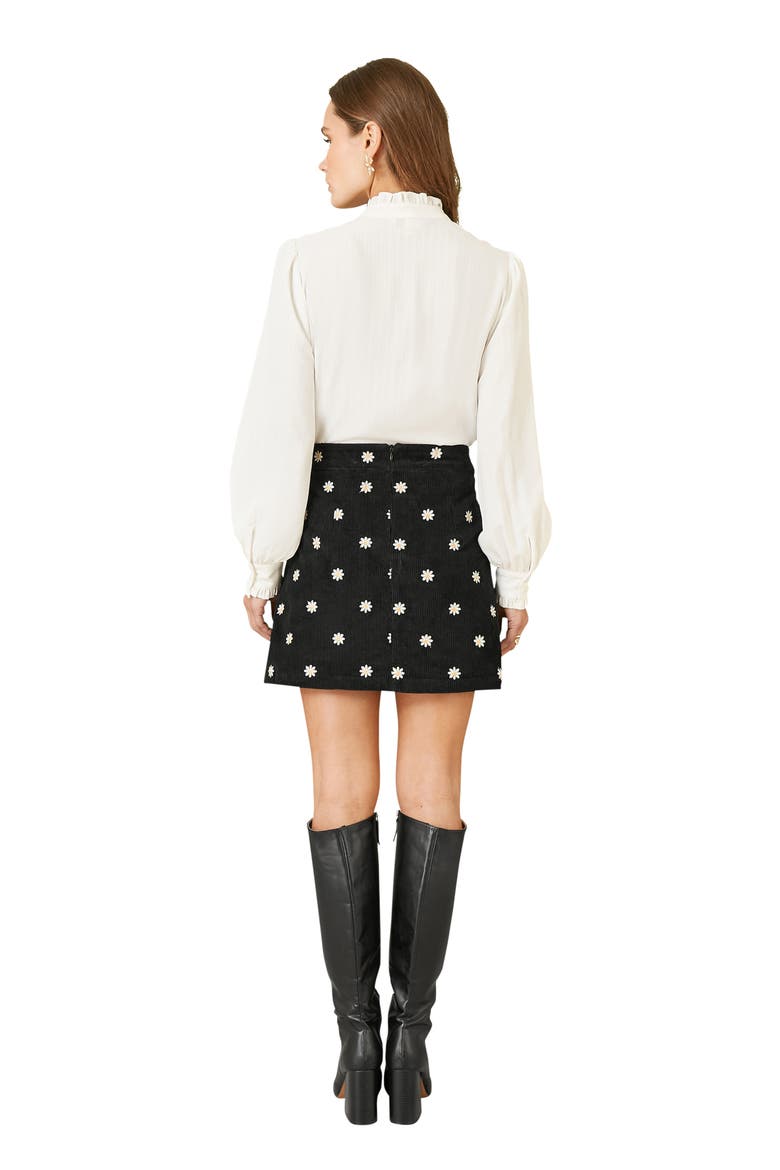 Corduroy Daisy Mini Skirt, Alternate, color, Black