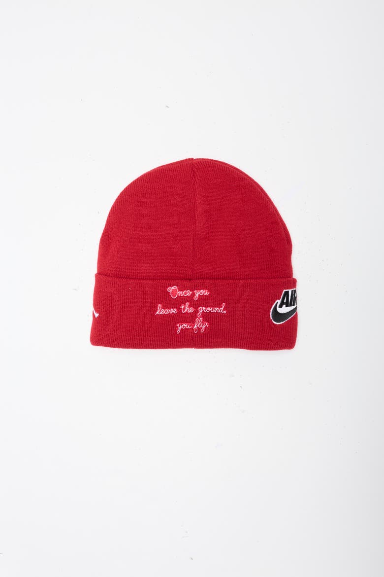 Kids' Embroidered Logo Knit Beanie, Alternate, color, GYM RED