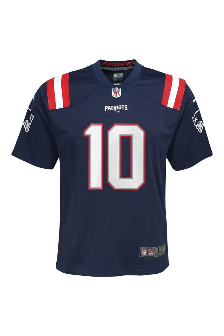 Youth Nike Drake Maye Navy New England Patriots Player Game Jersey, Alternate, color, Navy