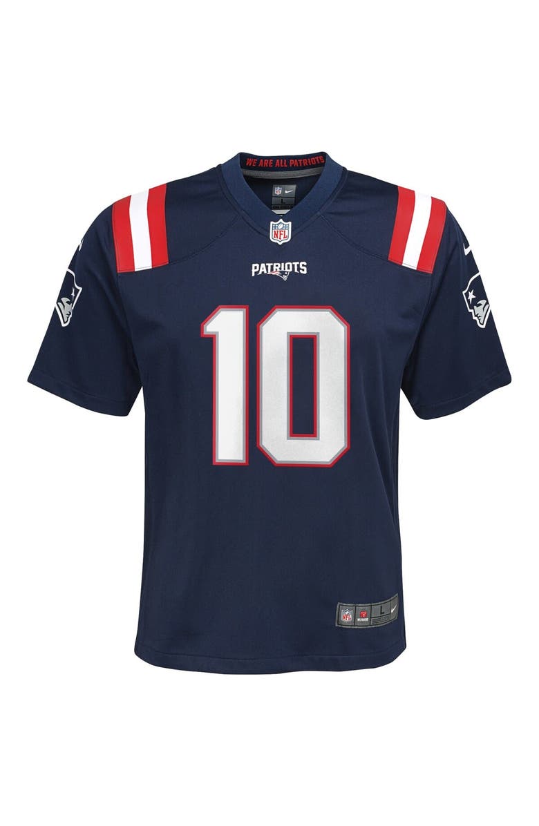 Nike Youth Nike Drake Maye Navy New England Patriots Player Game Jersey, Alternate, color, Navy