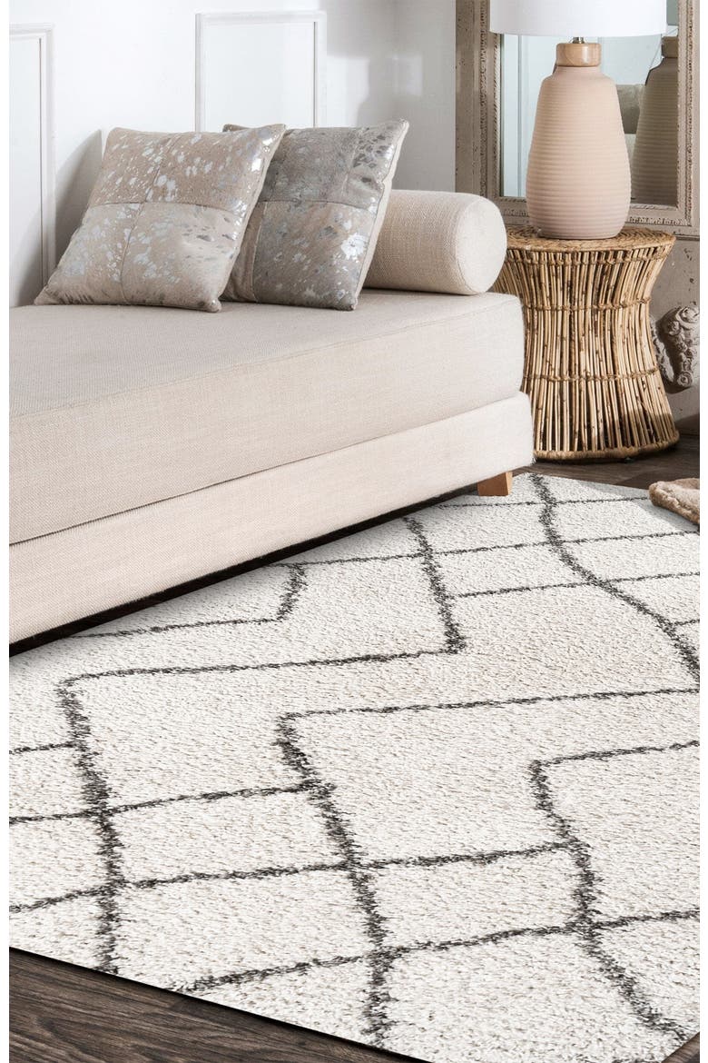 Alcudia Geometric Shag Area Rug, Alternate, color, Beige/Dark Gray