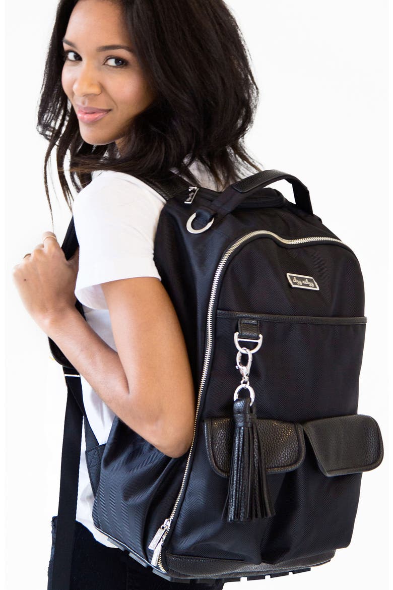 Diaper Bag Backpack, Alternate, color, BLACK HERRINGBONE