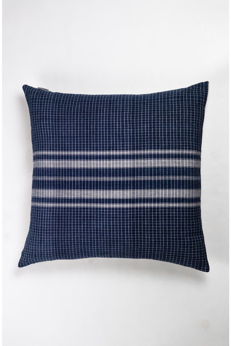 Vintage Indigo Denim Gingham Pillow, Main, color, Blue