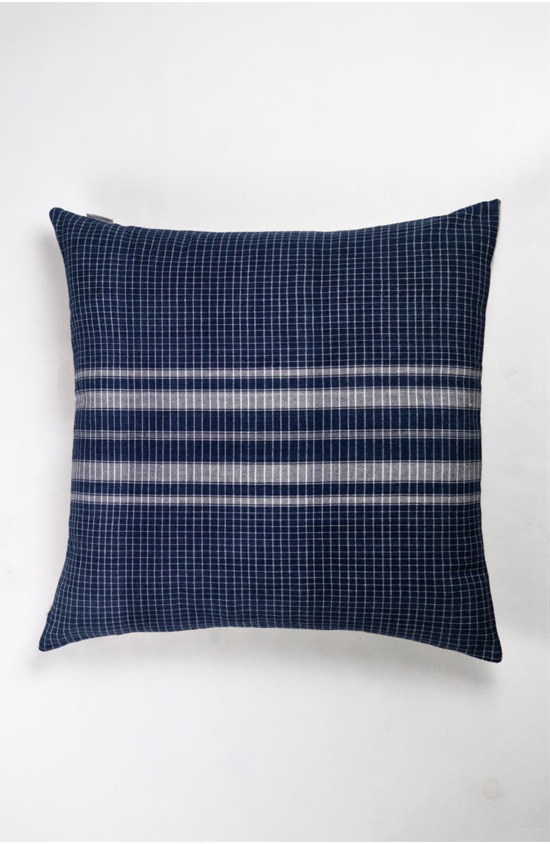 Archive New York Vintage Indigo Denim Gingham Pillow, Main, color, Blue