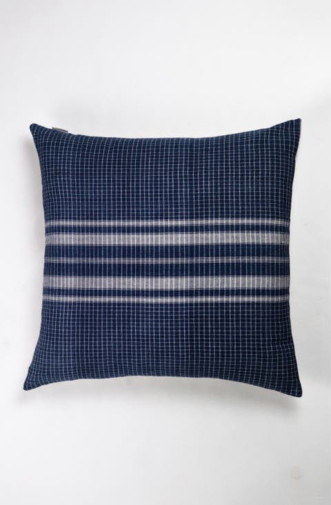 Vintage Indigo Denim Gingham Pillow