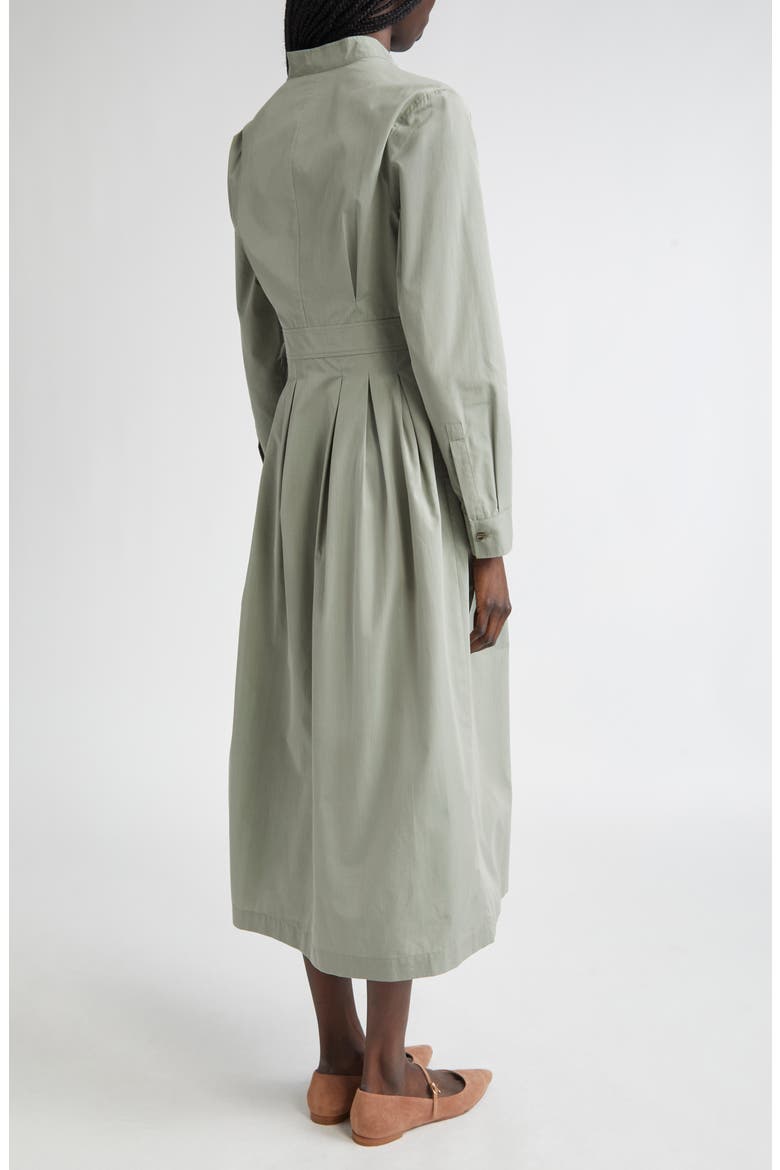 Pavia Pleated Long Sleeve Cotton Shirtdress, Alternate, color, SAGE GREEN