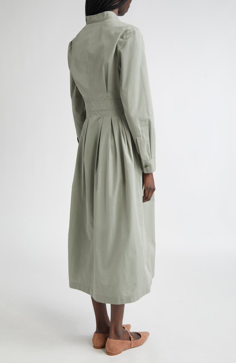 Max Mara Pavia Pleated Long Sleeve Cotton Shirtdress, Alternate, color, Sage Green