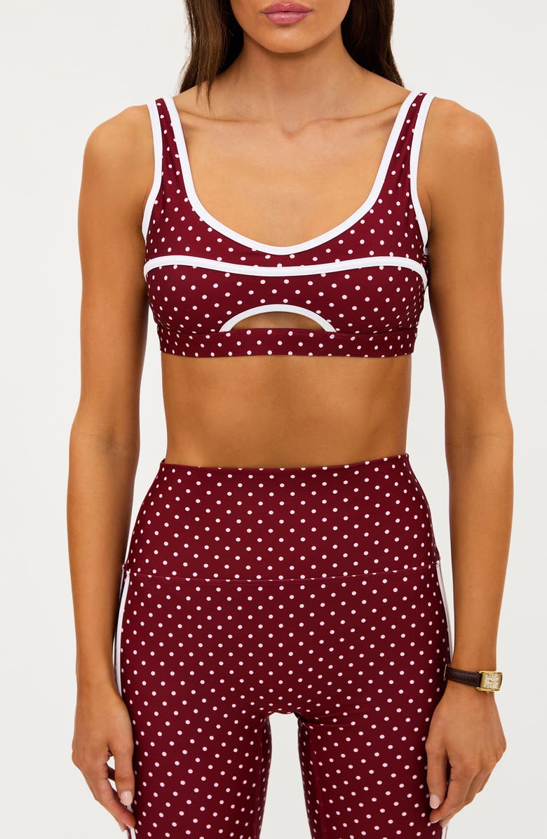Beach Riot Moxie Sports Bra, Alternate, color, Crimson Dot
