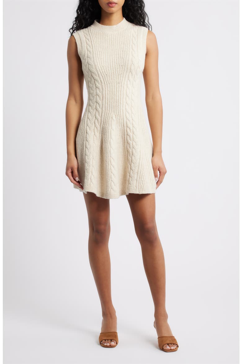Mock Neck Sleeveless Sweater Dress, Main, color, OATMEAL