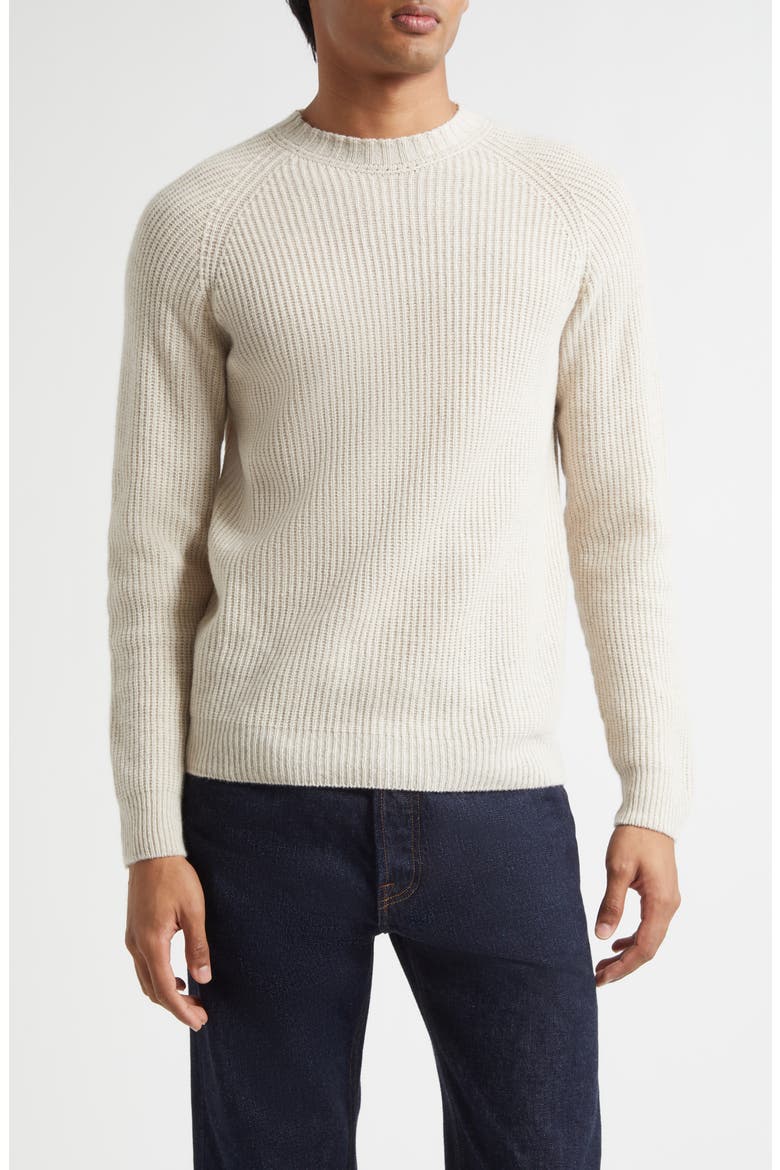 Oxnard Cashmere & Extrafine Merino Wool Rib Sweater, Main, color, PAMPAS