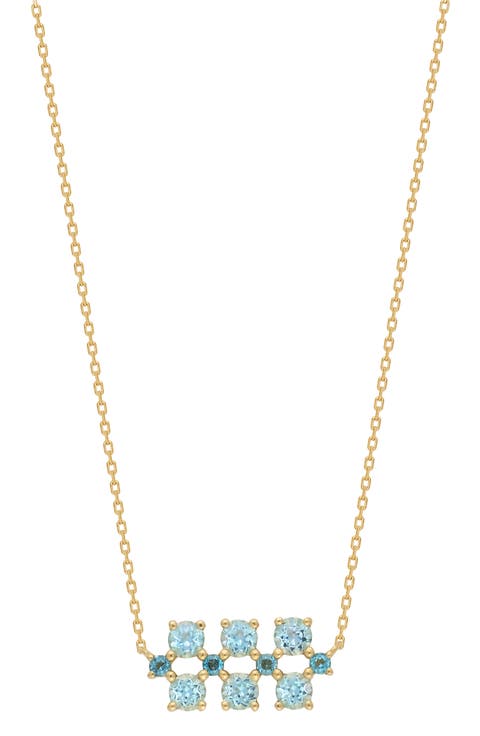 Three-Row Blue Topaz Pendant Necklace