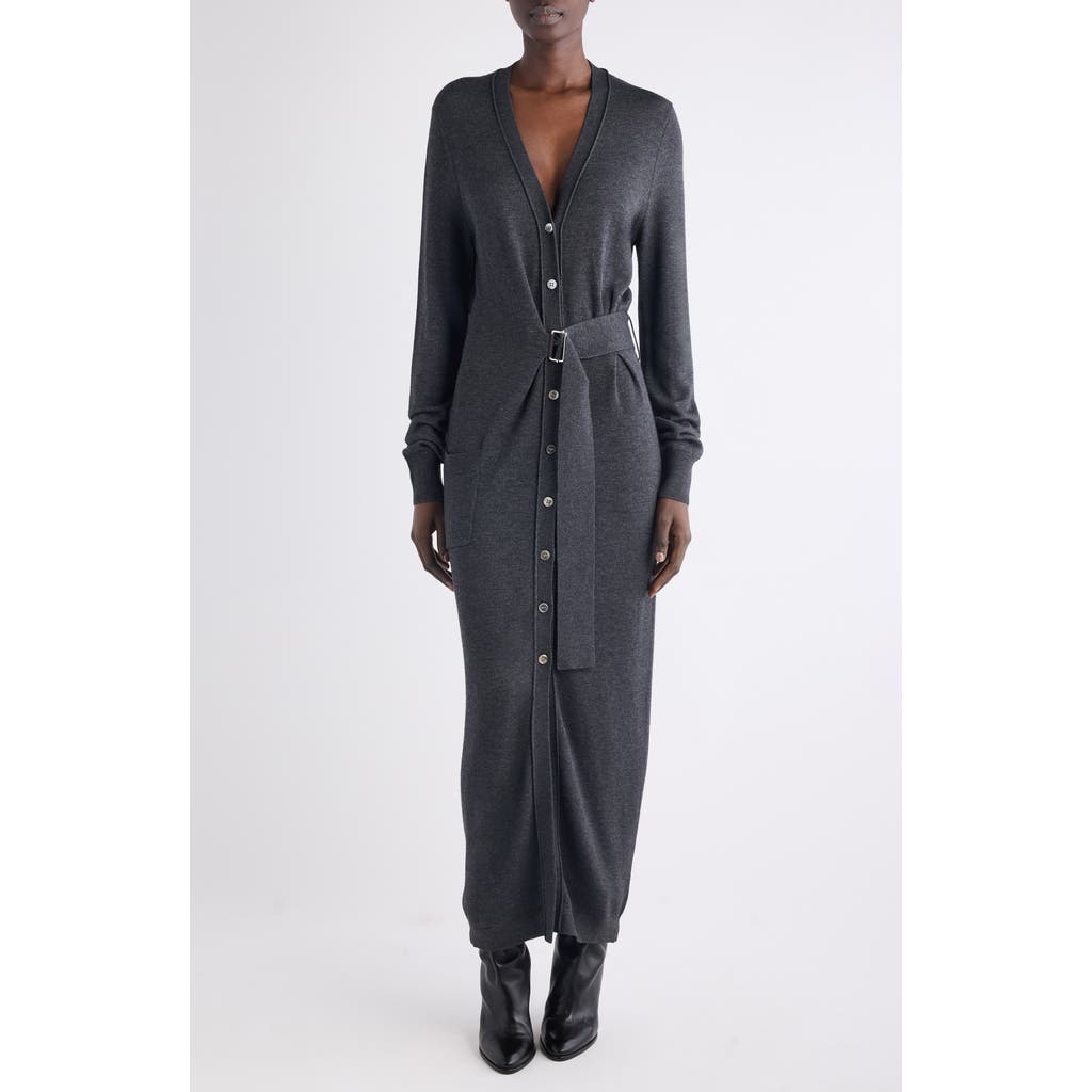 Isabel Marant Constance Long Sleeve Belted Sweater Dress In Gray