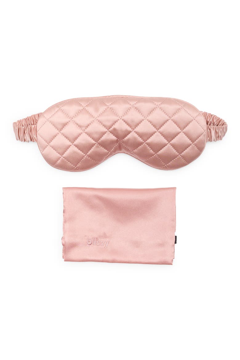 Diamond Quilted Silk Sleep Mask, Main, color, ROSE GOLD