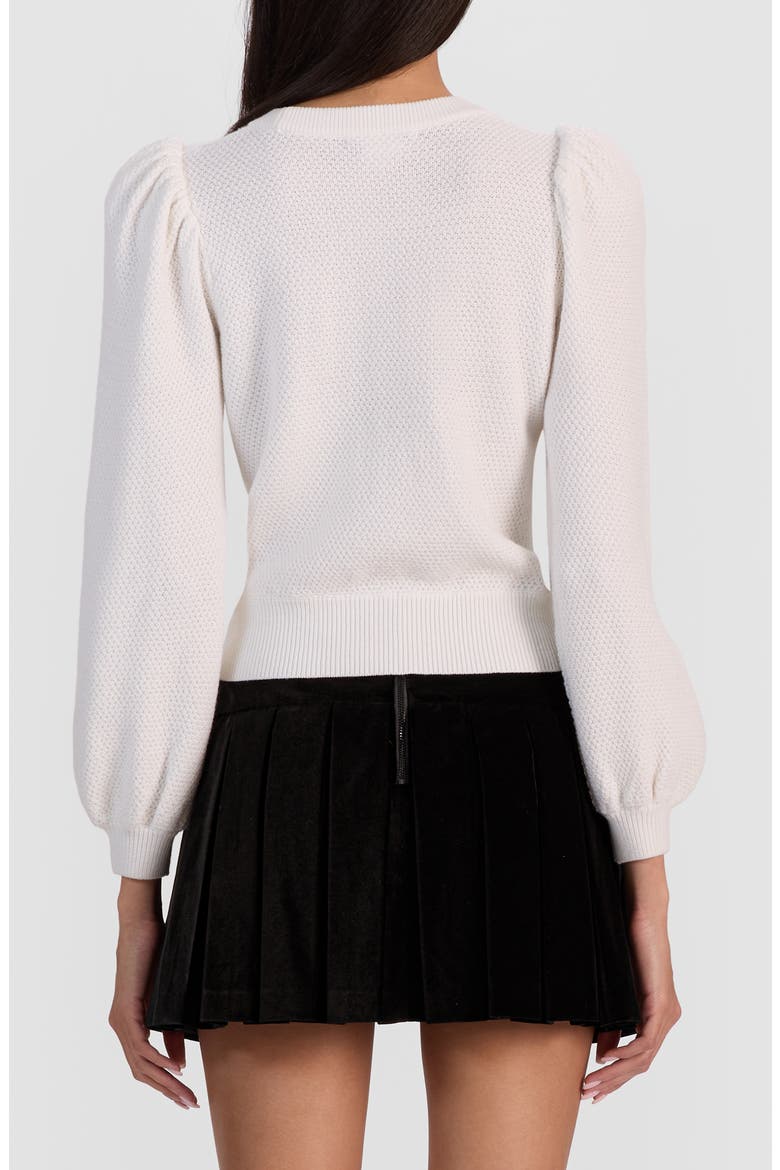 Doris Velvet Bow Sweater, Alternate, color, SOFT WHITE/ BLACK
