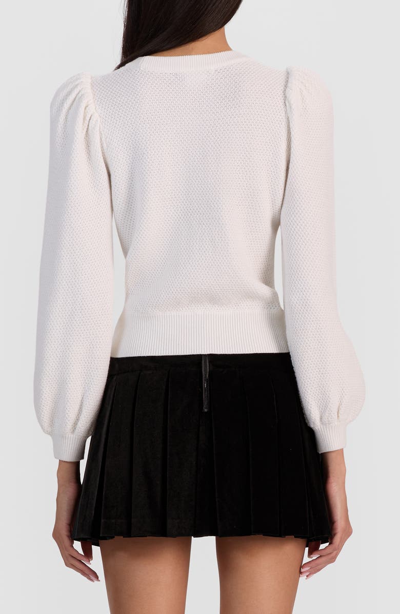 Alice + Olivia Doris Velvet Bow Sweater, Alternate, color, Soft White/ Black