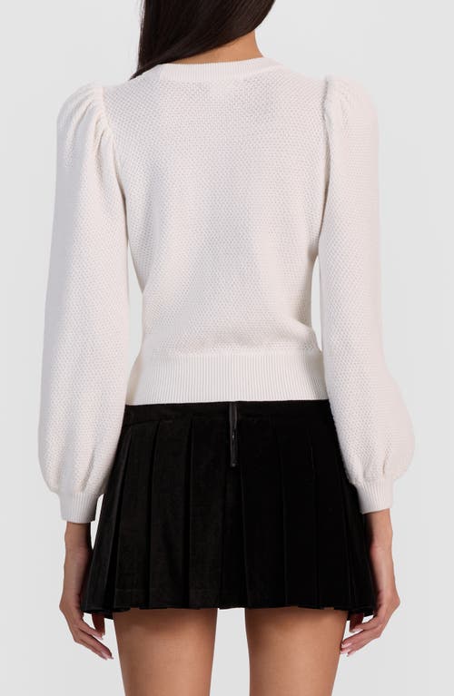 Alice And Olivia Doris Puff Sleeve Sweater In White