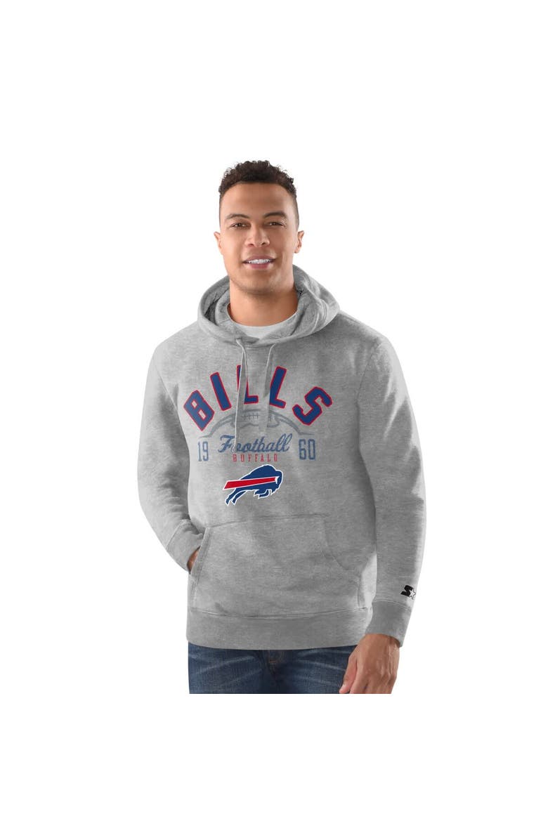 STARTER Men's Starter  Heather Gray Buffalo Bills Pullover Hoodie, Alternate, color, Heather Gray