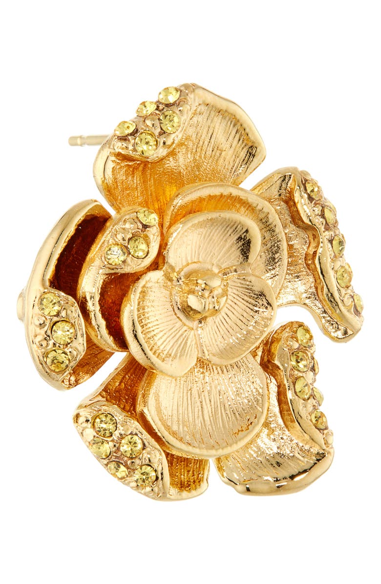 Oscar de la Renta Small Pavé Rose Stud Earrings, Alternate, color, Light Topaz