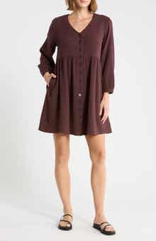 Nima Long Sleeve Double Gauze Cotton Minidress