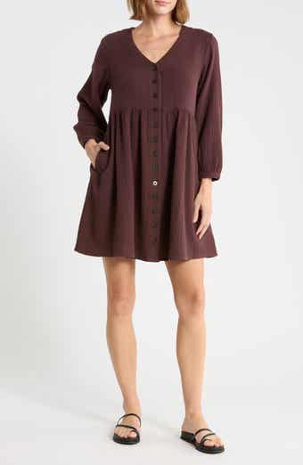 Nima Long Sleeve Double Gauze Cotton Minidress