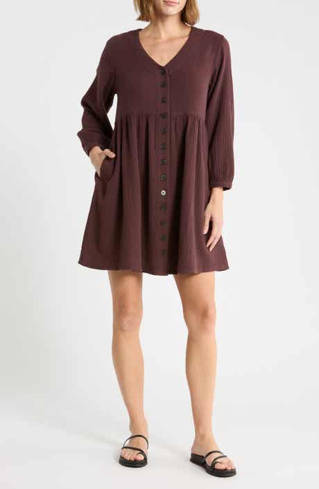 Nima Long Sleeve Double Gauze Cotton Minidress