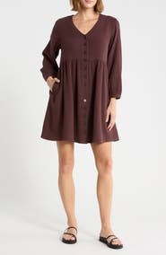Madewell Nima Long Sleeve Double Gauze Cotton Minidress