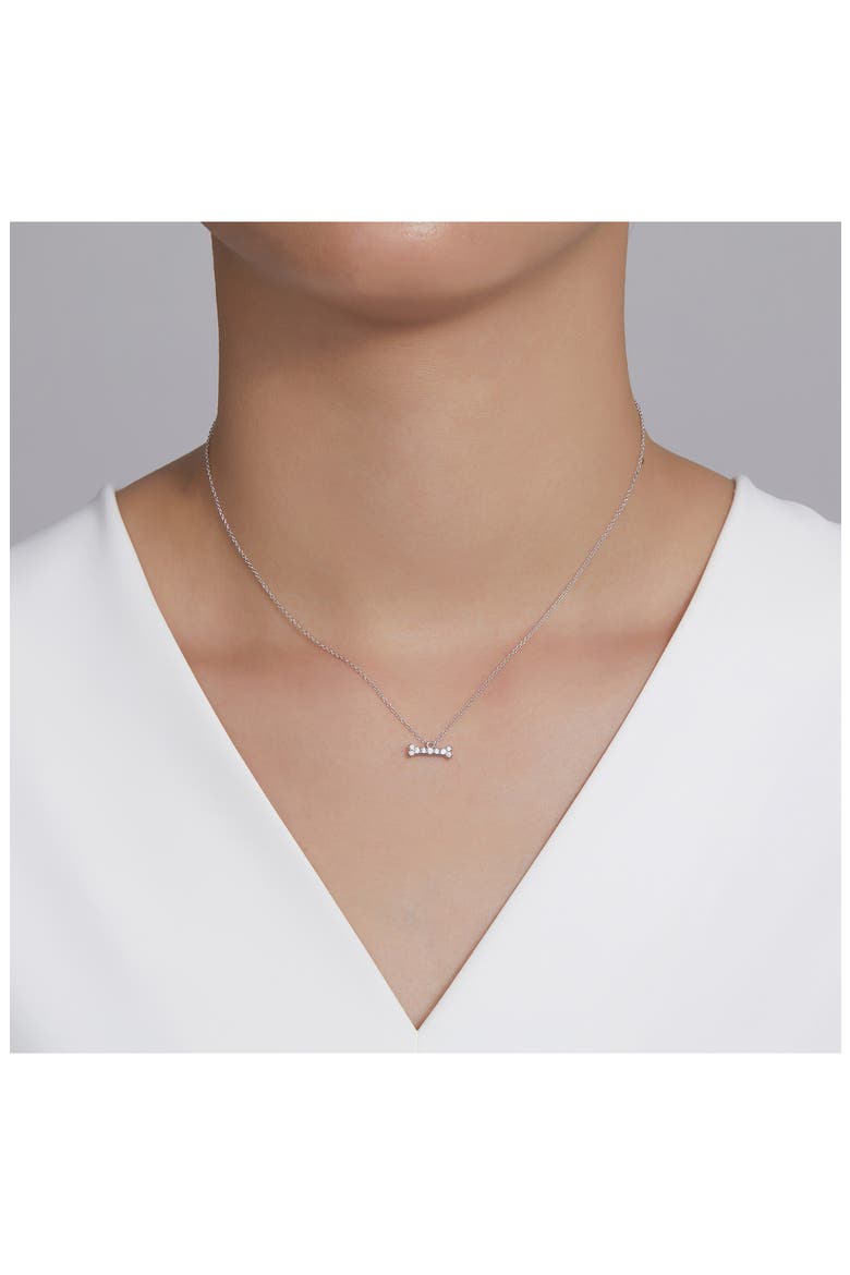 Simulated Diamond Dog Bone Pendant Necklace, Alternate, color, SILVER