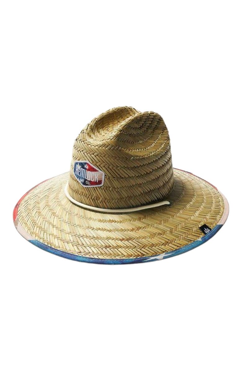 Hemlock Brave Big Kids Straw Lifeguard Hat, Main, color, Usa Flag