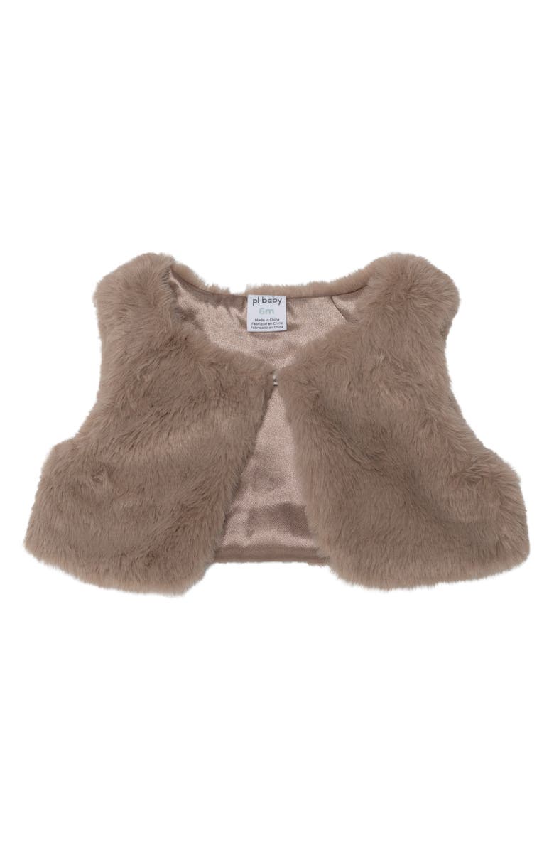 PL Baby by Petit Lem 4-Piece Faux Fur Vest & Knit Bodysuit Set, Alternate, color, Dbd-Animal Print