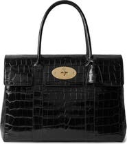 Mulberry Small Bayswater Shiny Croc Embossed Leather Satchel