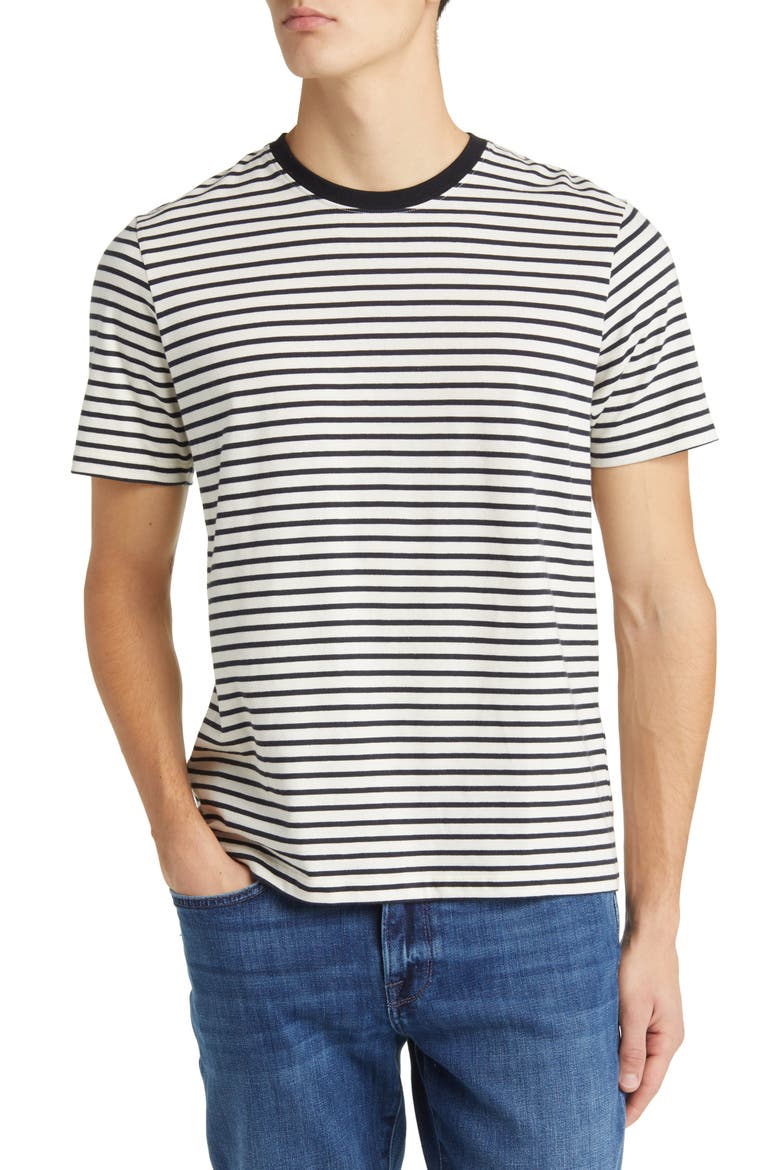 Stripe Crewneck T-Shirt, Main, color, OFF WHITE/ NOIR MULTI
