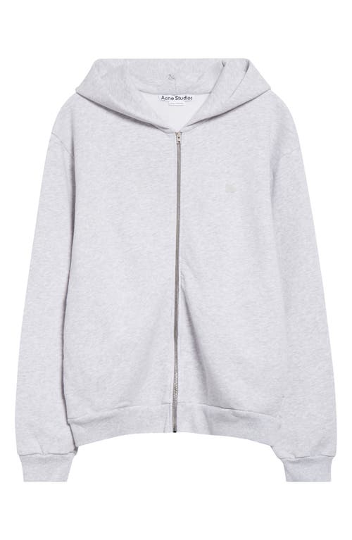 Acne Studios Fupiter Face Patch Mélange Fleece Zip Hoodie In Gray