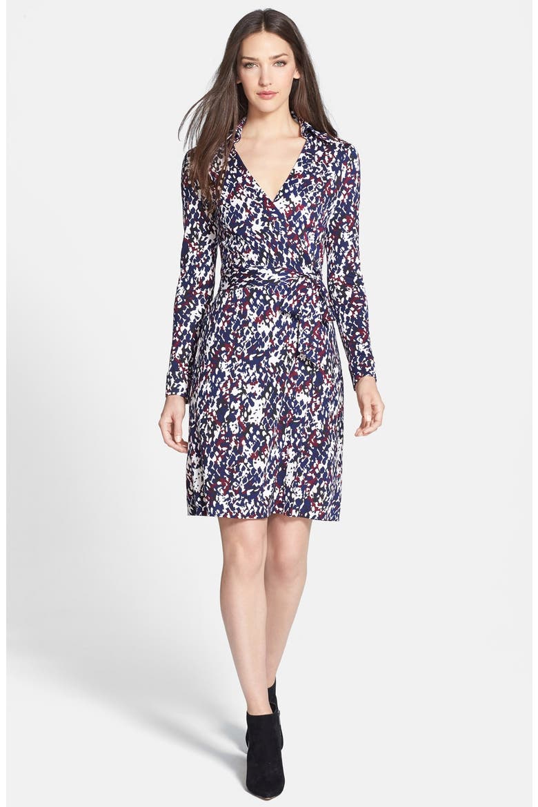 'New Jeanne Two' Print Silk Wrap Dress, Main, color, SNAKE PLUM