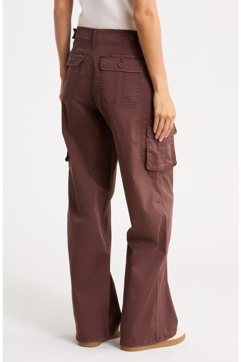 Low Rise Wide Leg Poplin Cargo Pants, Alternate, color, BROWN