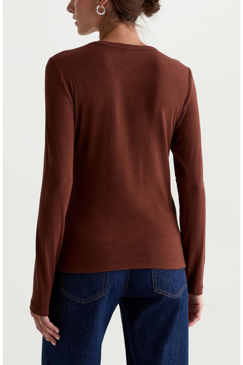 Julia Rib Long Sleeve Top, Alternate, color, CHESTNUT