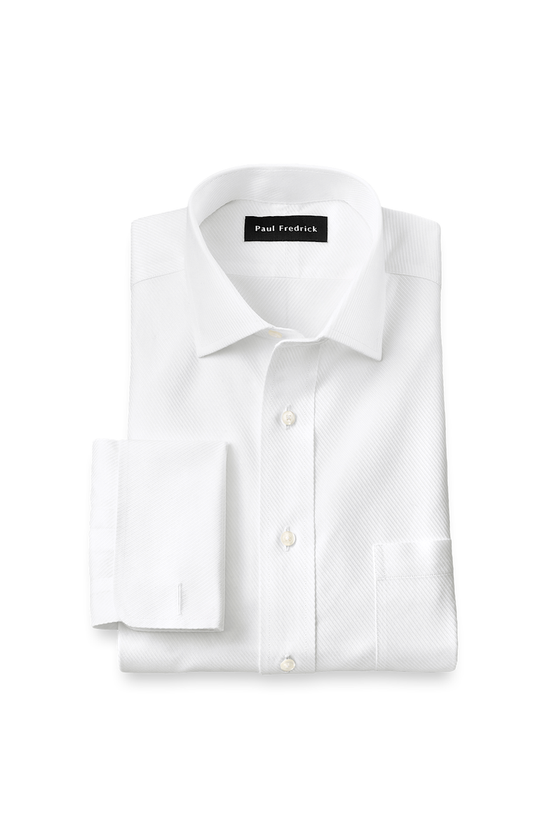 Paul Fredrick Non-iron Cotton Twill Spread Collar French Cuff Dress Shirt, Main, color, White