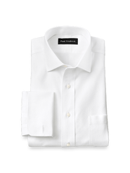 Paul Fredrick Non-iron Cotton Twill Spread Collar French Cuff Dress Shirt
