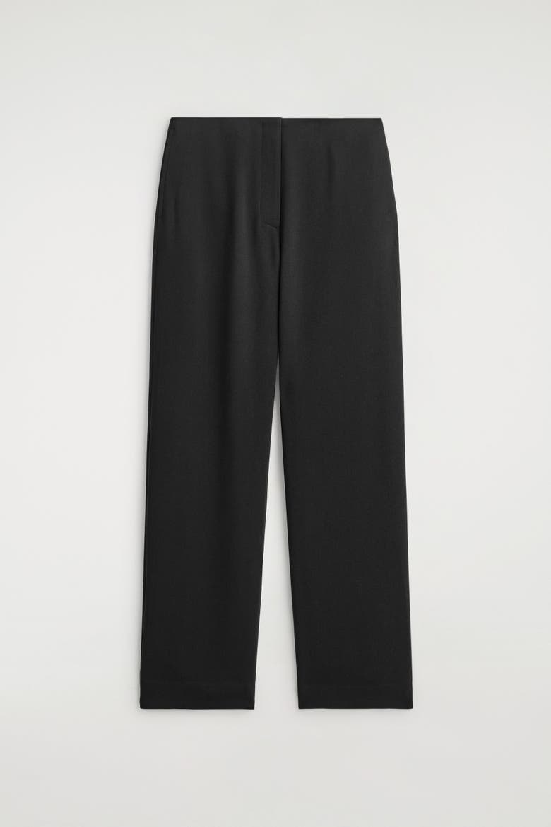 Tailored Regular-Fit Straight-Leg Pants, Alternate, color, BLACK