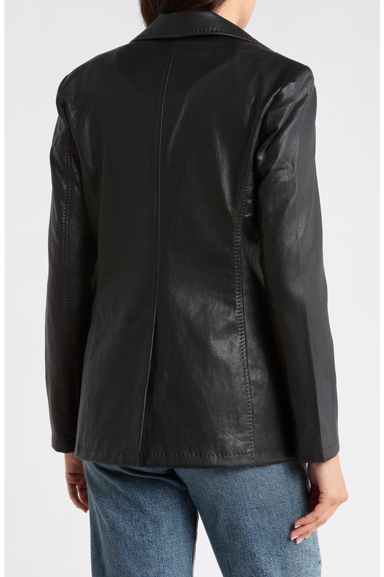 Faux Leather Blazer, Alternate, color, BLACK