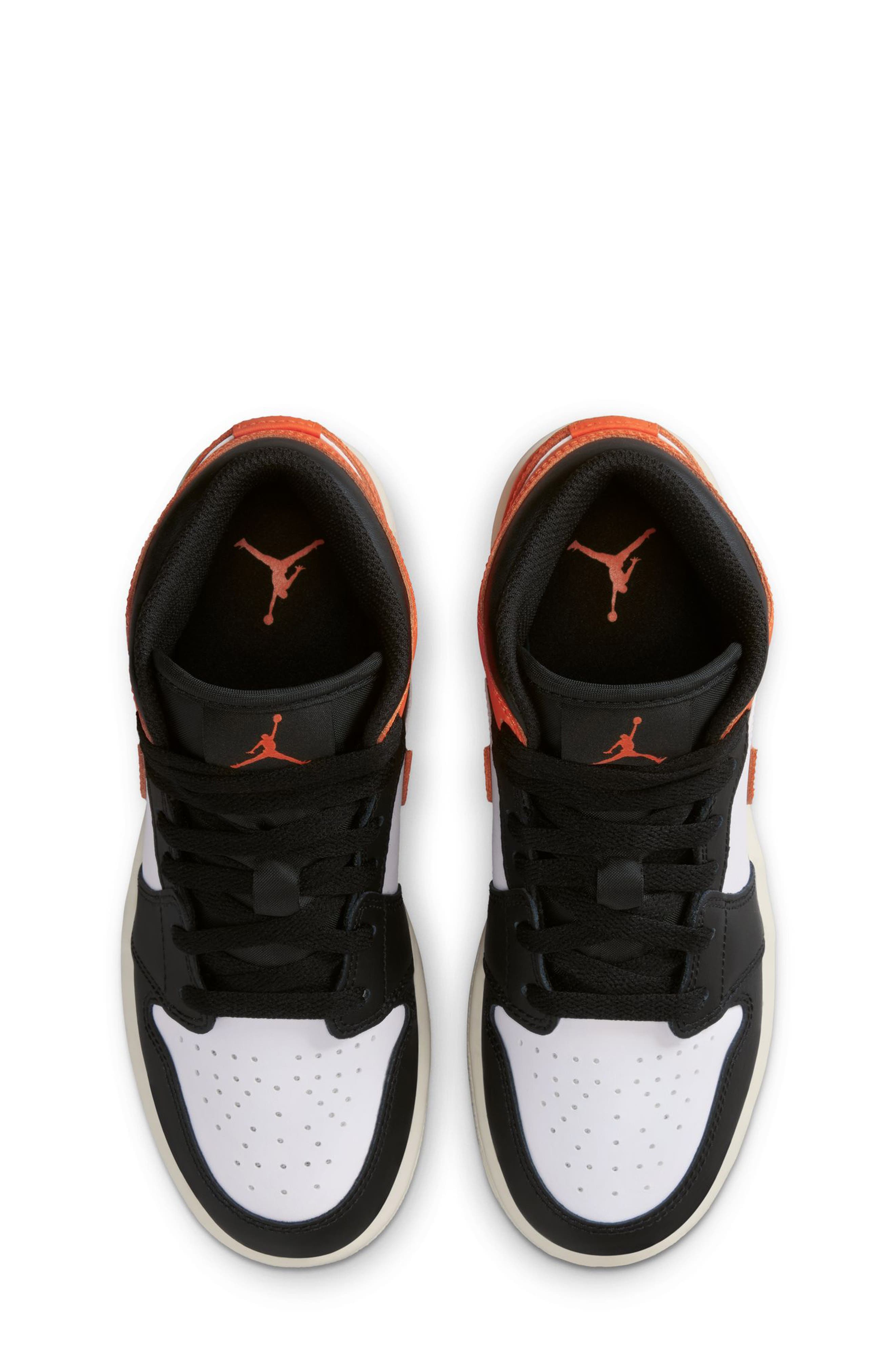 Nike Kids' Air Jordan 1 Mid Sneaker, Alternate, color, Starfish/ Black/ White/ Sail