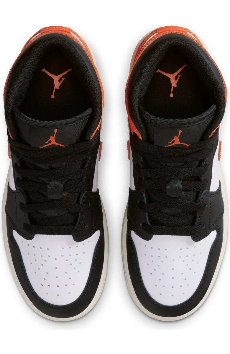 Nike Kids' Air Jordan 1 Mid Sneaker, Alternate, color, Starfish/ Black/ White/ Sail