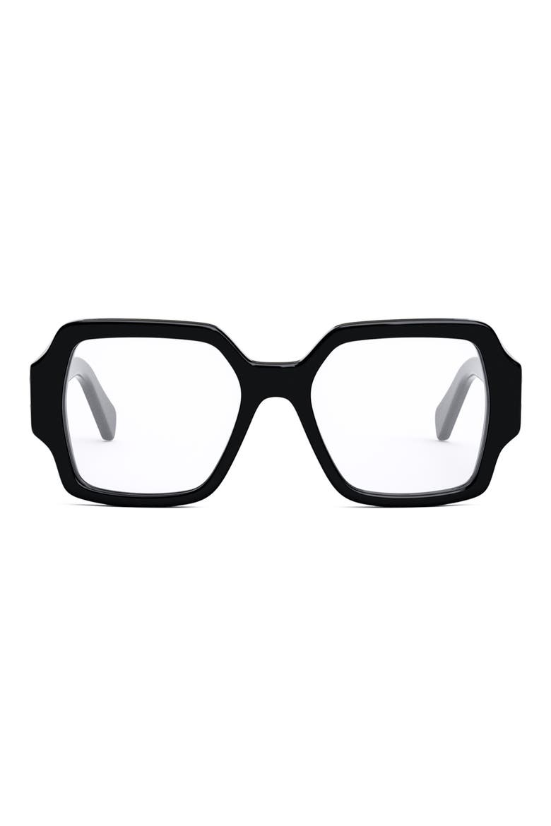 Triomphe 52mm Square Reading Glasses, Main, color, SHINY BLACK