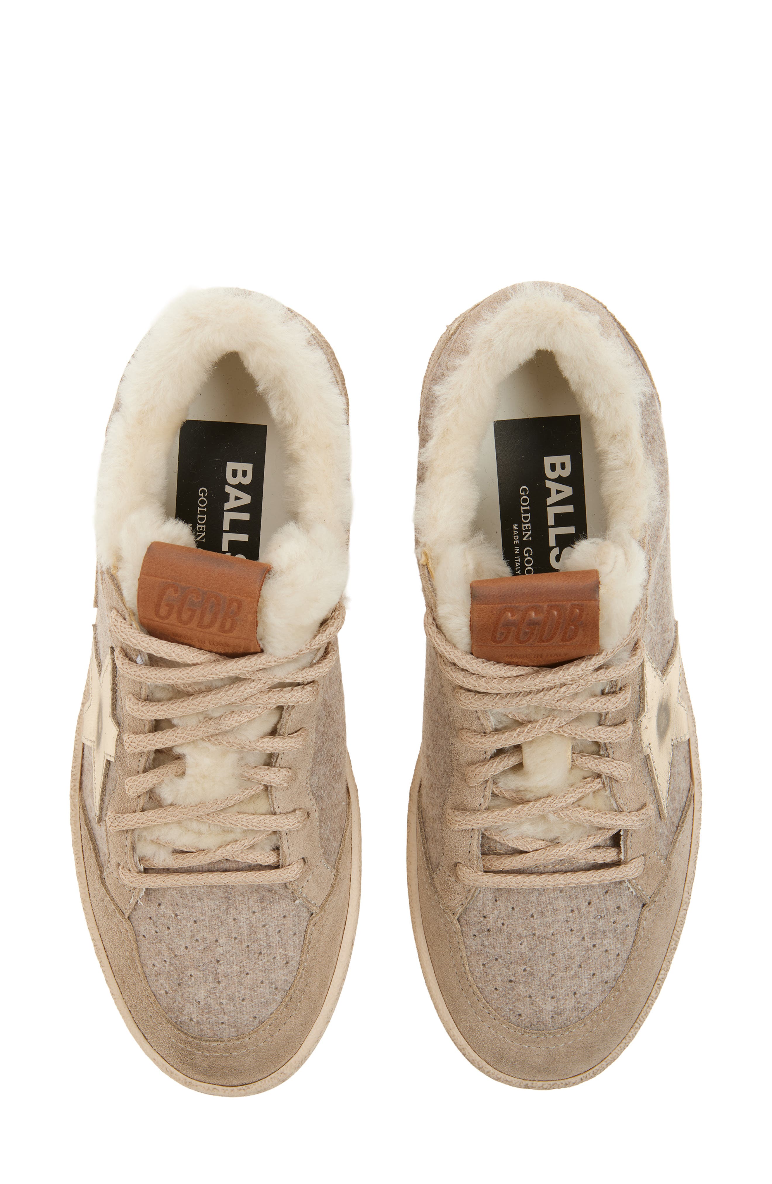 Golden Goose Ball Star Wool Wool & Faux Shearling Sneaker, Alternate, color, Beige