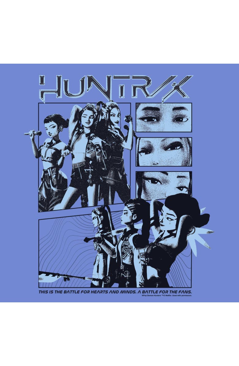 KPop Demon Hunters Men's KPop Demon Hunters A Battle For The Fans Graphic T-Shirt, Alternate, color, Mystic Blue