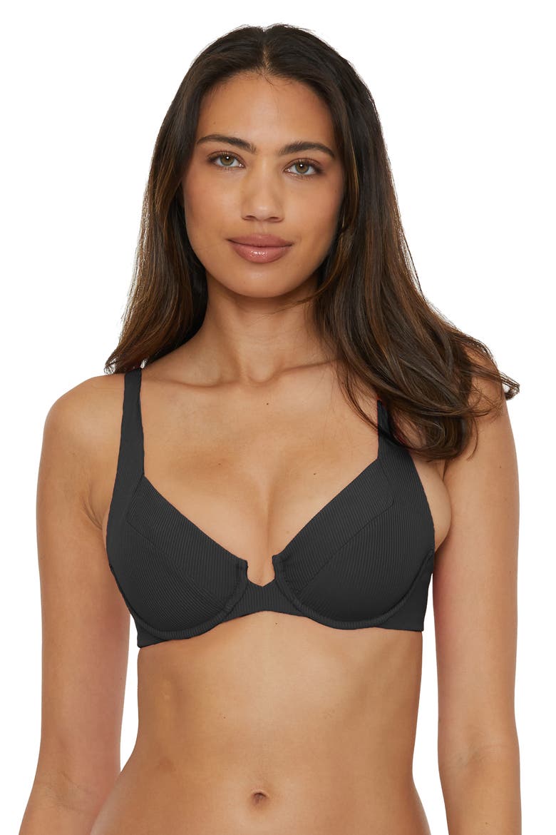 Modern Edge Underwire Bikini Top, Main, color, BLACK