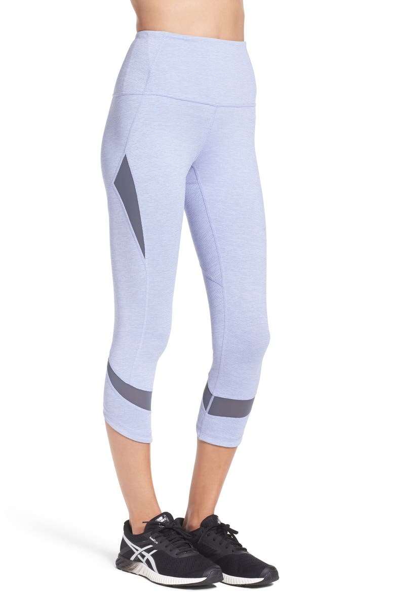 Stellar High Waist Crop Leggings, Alternate, color, PURPLE JACQUARD STELLAR