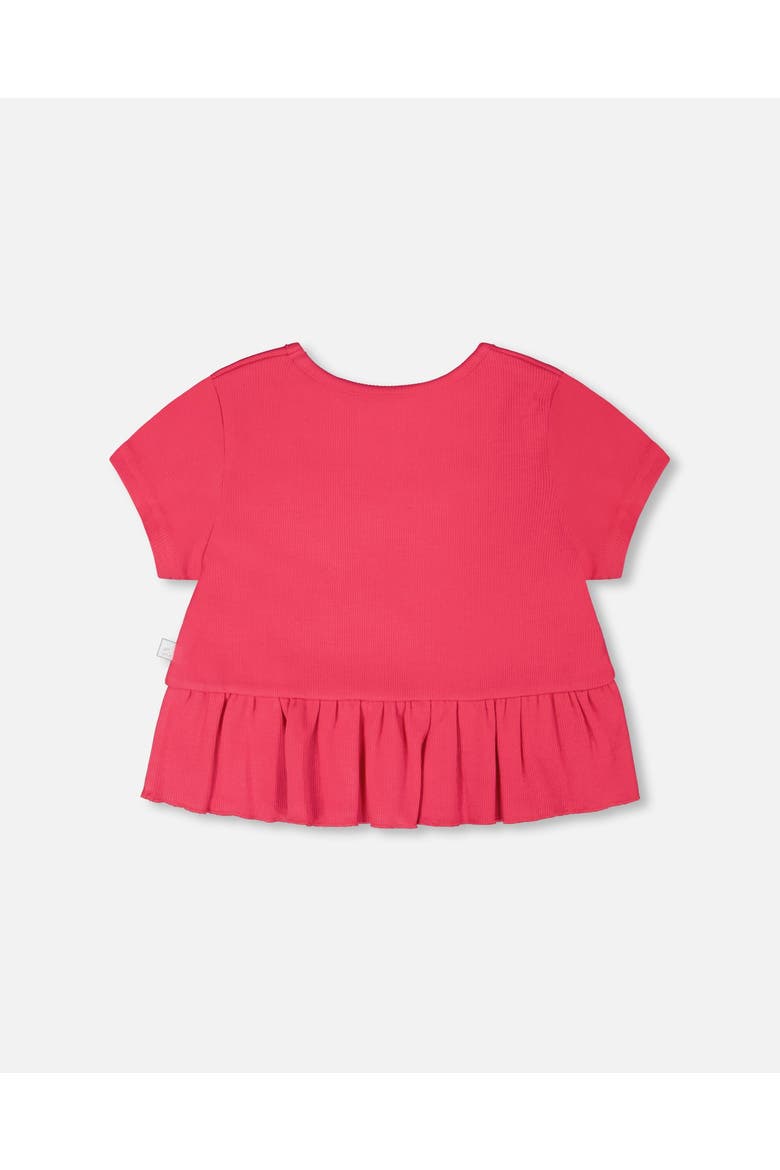 Rib Crop Short Sleeve T-Shirt with Frill, Alternate, color, Pink